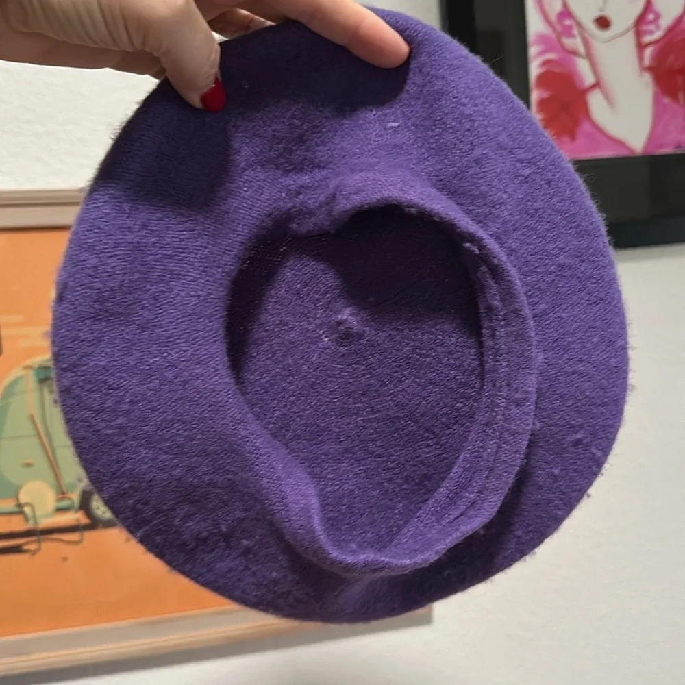 💜💜💜Purple knit, beret hat, soft wool blend